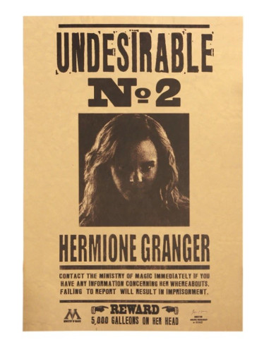 POSTER HARRY POTTER UNDESIRABLE Nº2 HERMIONE GRANGER 43x30cm