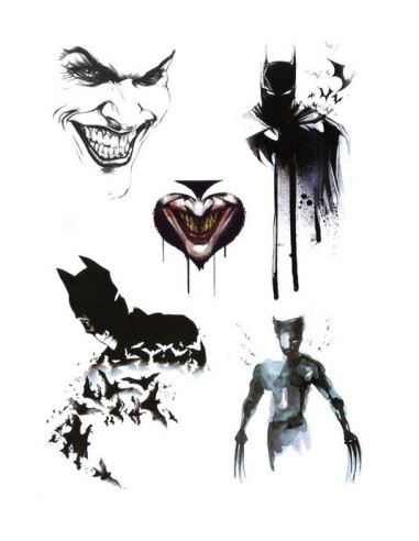 PACK DE 5 TATUAJES TEMPORAL MARVEL & DC (AL AZAR)