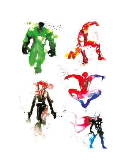 PACK DE 5 TATUAJES TEMPORAL MARVEL & DC (AL AZAR)