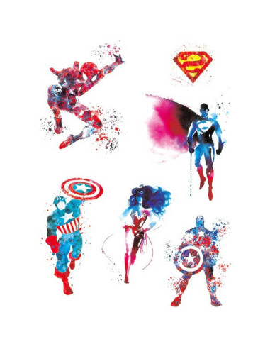 PACK DE 5 TATUAJES TEMPORAL MARVEL & DC (AL AZAR)