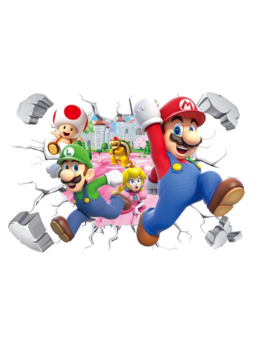 VINILO PARA PARED SUPER MARIO & FRIENDS 70x50cm