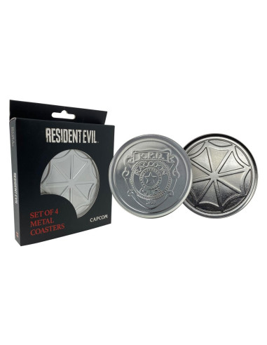 SET DE 4 POSAVASOS METALICOS RESIDENT EVIL