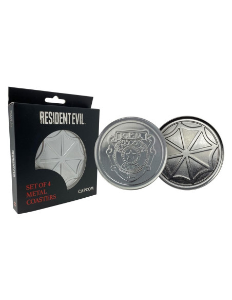 SET DE 4 POSAVASOS METALICOS RESIDENT EVIL