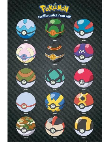 POSTER POKEMON POKEBALLS 61x91cm