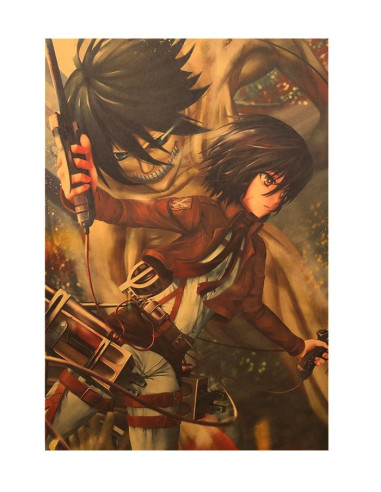 POSTER ATAQUE A LOS TITANES MIKASA & EREN TITAN 51x36cm