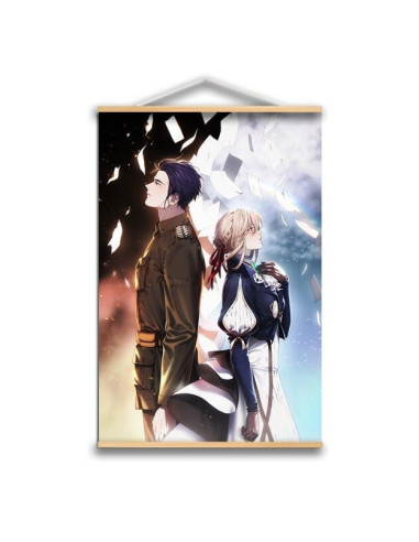 POSTER LIENZO VIOLET EVERGARDEN CON MADERA 60x90m