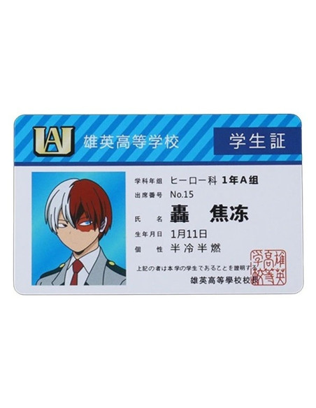 TARJETA DE IDENTIFICACION MY HERO ACADEMIA (PERSONAJE)