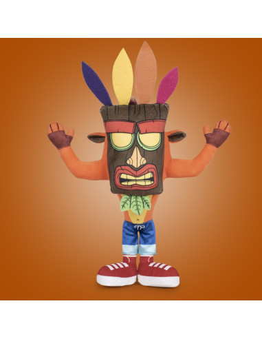 PELUCHE ACTIVISION CRASH BANDICOOT W/ AKU AKU MASK 35cm