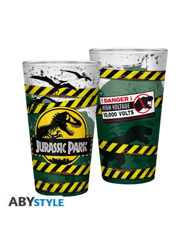 VASO DE CRISTAL JURASSIC PARK DANGER HIGH VOLTAGE 400ml
