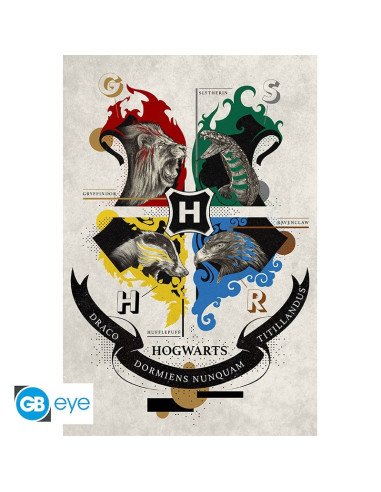 POSTER HARRY POTTER HOGWARTS ANIMAL CREST 61x91cm