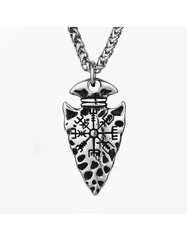 COLGANTE ACERO INOXIDABLE FLECHA VEGVISIR BRUJULA VIKINGA