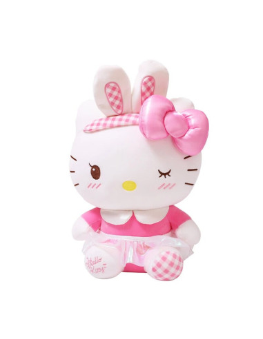 PELUCHE HELLO KITTY PINK CHECKERED BUNNY 35cm