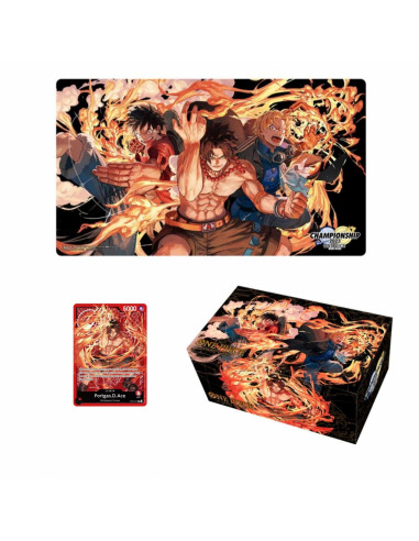 PLAYMAT AND CARD CASE ONE PIECE ACE/SABO/LUFFY