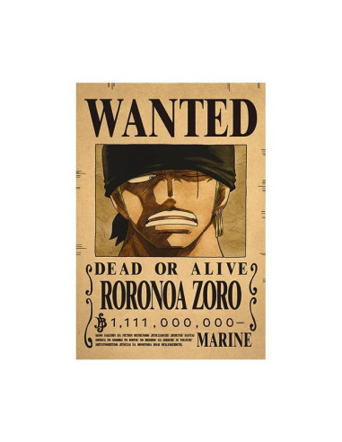 POSTER ONE PIECE WANTED ZORO 42x28.5cm