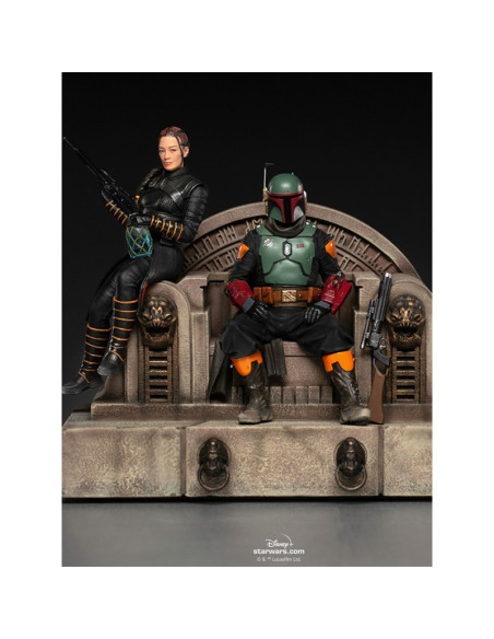 ESTATUA ART SCALE STAR WARS THE MANDALORIAN BOBA FETT Y FENNEC EN EL TRONO
