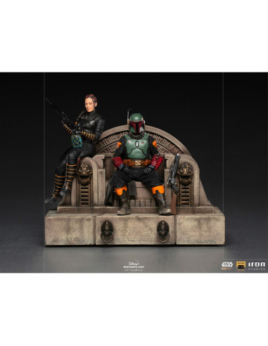ESTATUA ART SCALE STAR WARS THE MANDALORIAN BOBA FETT Y FENNEC EN EL TRONO