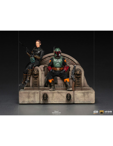 ESTATUA ART SCALE STAR WARS THE MANDALORIAN BOBA FETT Y FENNEC EN EL TRONO