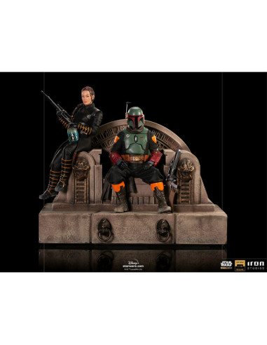 ESTATUA ART SCALE STAR WARS THE MANDALORIAN BOBA FETT Y FENNEC EN EL TRONO