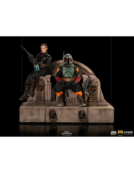 ESTATUA ART SCALE STAR WARS THE MANDALORIAN BOBA FETT Y FENNEC EN EL TRONO