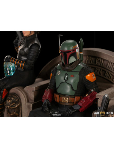 ESTATUA ART SCALE STAR WARS THE MANDALORIAN BOBA FETT Y FENNEC EN EL TRONO