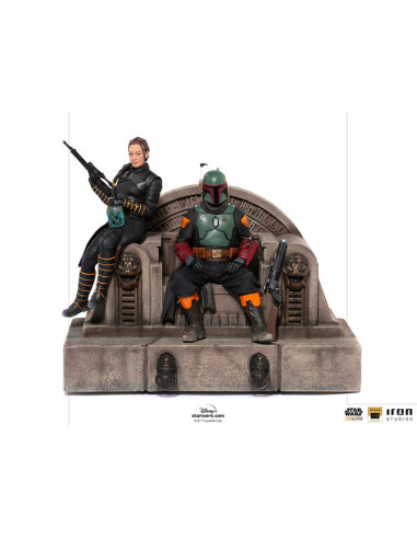 ESTATUA ART SCALE STAR WARS THE MANDALORIAN BOBA FETT Y FENNEC EN EL TRONO