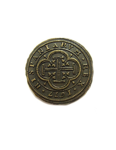 MONEDA Doblón pieza de 10 escudos de la Epoca Colonial y Pirata 1492-S. XVIII de 4 cm