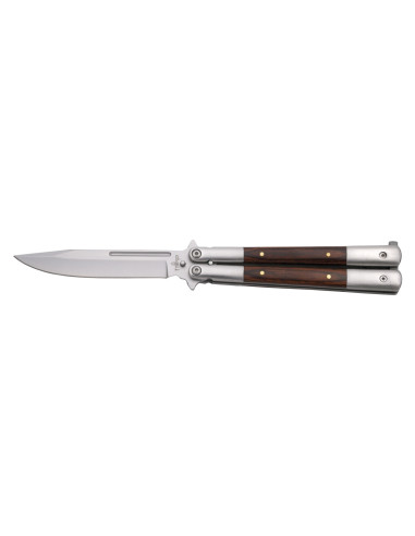 NAVAJA MARIPOSA MANGO DE ACERO Y MADERA 11,5cm