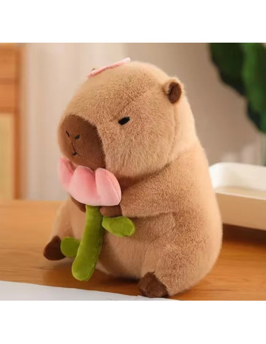 PELUCHE CAPYBARA with FLOWERS