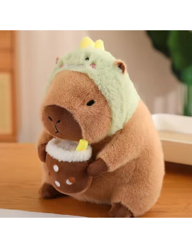 PELUCHE CAPYBARA DINO with BOBA TEA