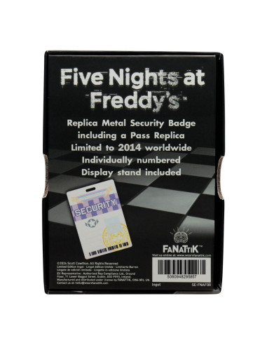 FIVE NIGHTS AT FREDDY REPLICA SECURITY BADGE WITH REPLICA PASS