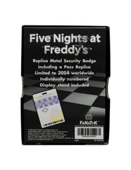 FIVE NIGHTS AT FREDDY REPLICA SECURITY BADGE WITH REPLICA PASS