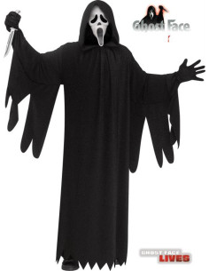 COSPLAY TRAJE COMPLETO FUN WORLD SCREAM GHOST FACE METALLIC FABRIC