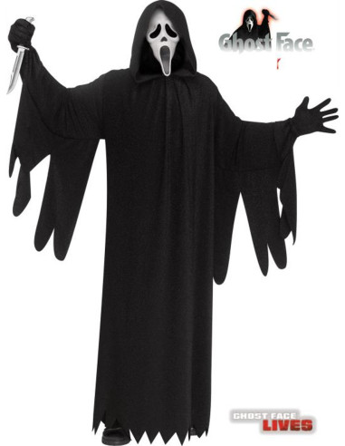 COSPLAY TRAJE COMPLETO FUN WORLD SCREAM GHOST FACE METALLIC FABRIC