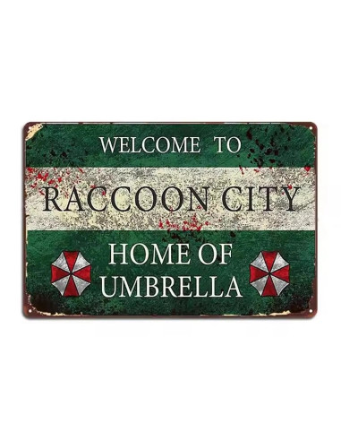 WELCOME TO RACOON CITY HOME OF UMBRELLA 20x30cm