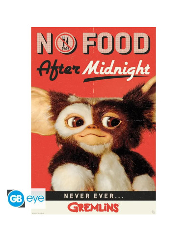POSTER GREMLINS GIZMO NO FOOD AFTER MIDNIGHT 61x91cm