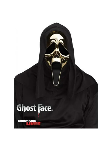 MASCARA FUN WORLD SCREAM GHOST FACE GOLDEN CHROME MASK