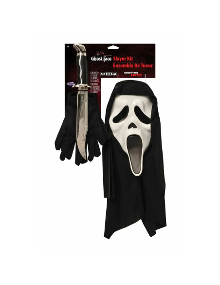 FUN WORLD SCREAM SLAYER KIT GHOST FACE MASCARA, CUCHILLO Y GUANTES