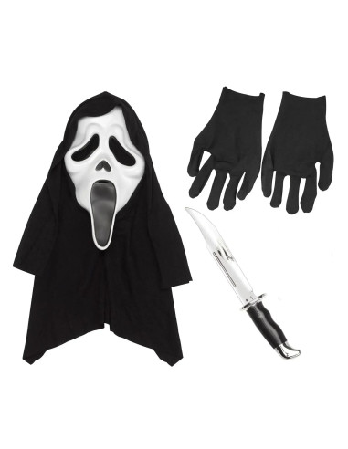 FUN WORLD SCREAM SLAYER KIT GHOST FACE MASCARA, CUCHILLO Y GUANTES