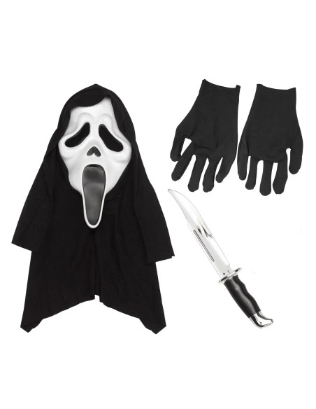 FUN WORLD SCREAM SLAYER KIT GHOST FACE MASCARA, CUCHILLO Y GUANTES