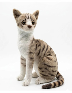 PELUCHE GATO ATIGRADO BLANCO BEIGE Y GRIS 36cm