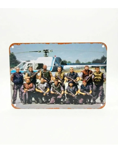 LAMINA METALICA RESIDENT EVIL STARS TEAM 20x14cm
