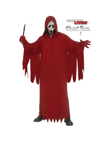 COSPLAY TRAJE COMPLETO FUN WORLD SCREAM CRIMSON GHOST FACE METALLIC FABRIC