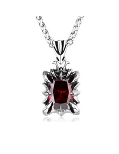 COLGANTE ACERO INOXIDABLE CUADRADA CON PIEDRA ROJA