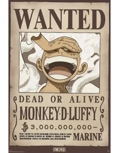 POSTER ONE PIECE WANTED MONKEY D. LUFFY GEAR 5 61x91cm