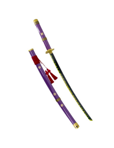 KATANA ONE PIECE ZORO ENMA MORADA LLAMAS AMARILLAS MANGA EDITION (ACERO SIN FILO) 103.5cm