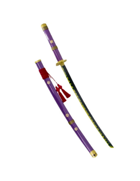 KATANA ONE PIECE ZORO ENMA MORADA LLAMAS AMARILLAS MANGA EDITION (ACERO SIN FILO) 103.5cm